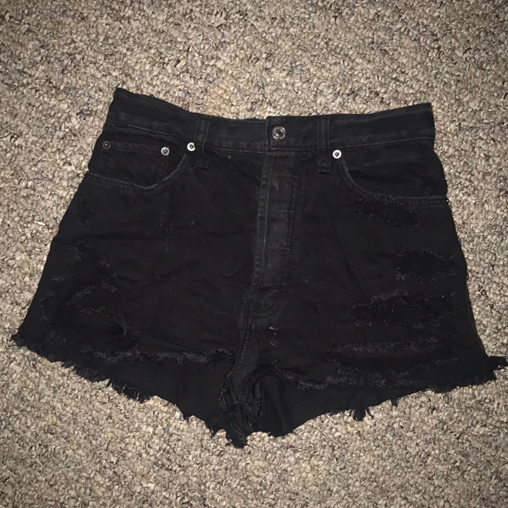 Black jean shorts